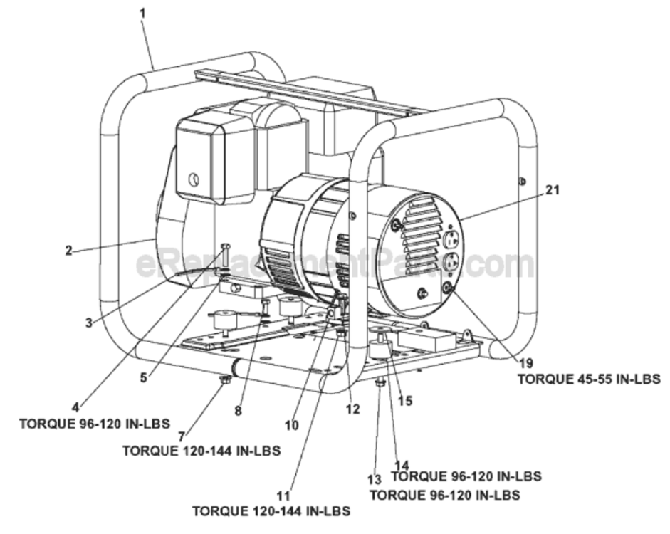 Page A Diagram and Parts List for CH250 Type 0 Porter Cable Generator